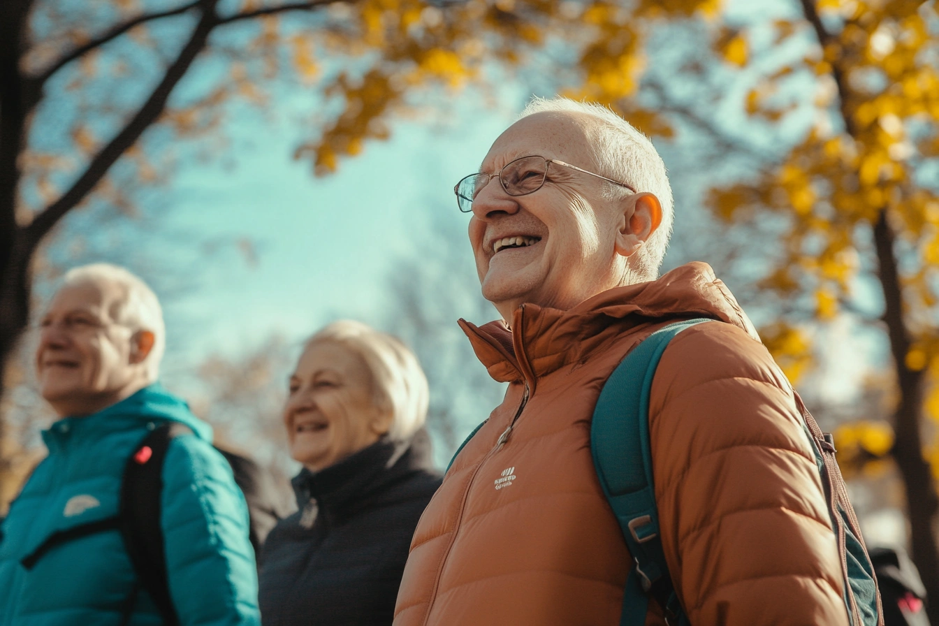Активні літні люди займаються спортом на свіжому повітрі